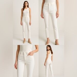 MOTHER White High-Rise Cropped Flare Jeans